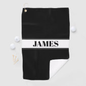 Aangepaste zwarte en witte naam Stripe Golfhanddoek (Insitu)