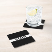 Aangepaste zwarte en witte naam Stripe Kartonnen Onderzetters (Insitu)