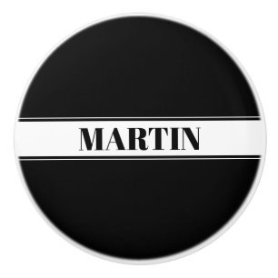 Aangepaste zwarte en witte naam Stripe Keramische Knop