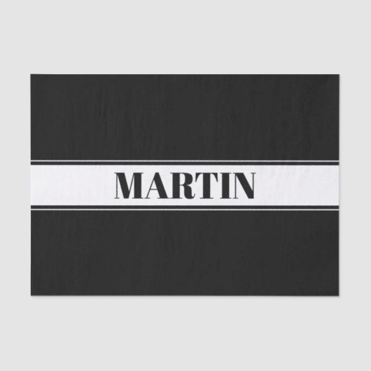 Aangepaste zwarte en witte naam Stripe Tissuepapier (Voorkant)