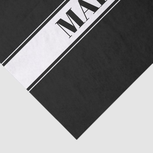 Aangepaste zwarte en witte naam Stripe Tissuepapier (Detail)