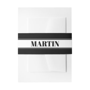 Aangepaste zwarte en witte naam Stripe Uitnodigingen Wikkel