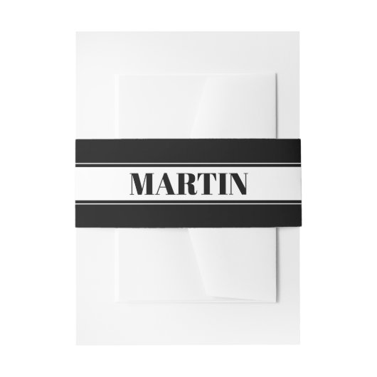 Aangepaste zwarte en witte naam Stripe Uitnodigingen Wikkel (Voorkant Voorbeeld)
