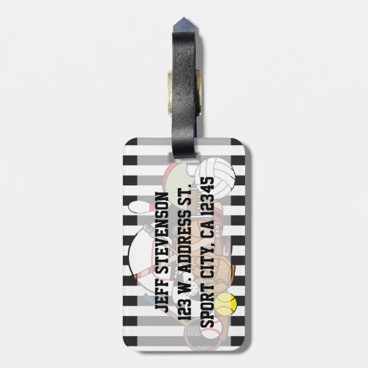 Aangepaste zwarte en witte strepe coach bagagelabel (Achterkant verticaal)