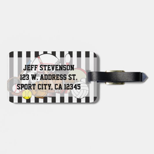 Aangepaste zwarte en witte strepe coach bagagelabel (Achterkant horizontaal)