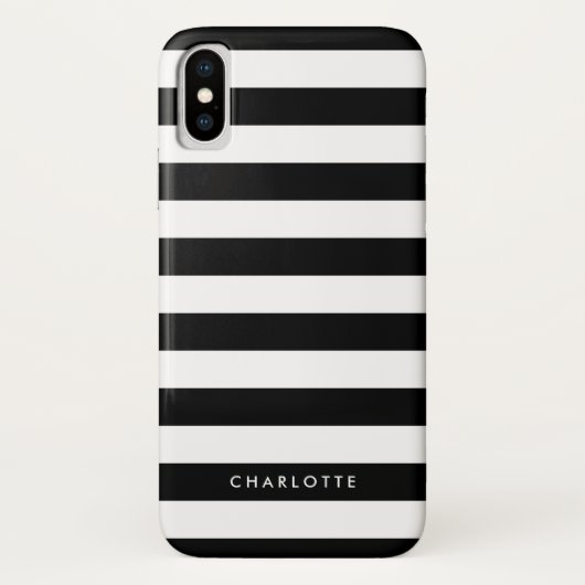 Aangepaste zwarte en witte strepen Case-Mate iPhone case (Achterkant)