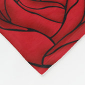 Aangepaste, zwarte en witte strepen, met Roos. Fleece Deken (Hoek)