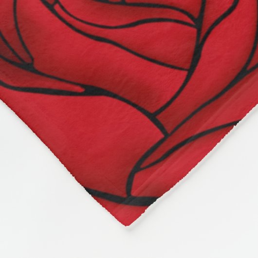 Aangepaste, zwarte en witte strepen, met Roos. Fleece Deken (Hoek)