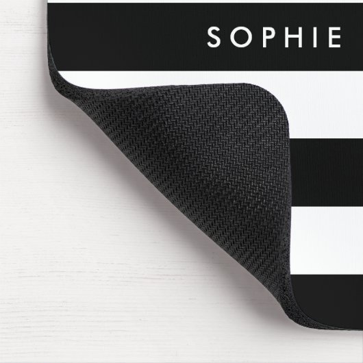 Aangepaste zwarte en witte strepen muismat (Hoek)