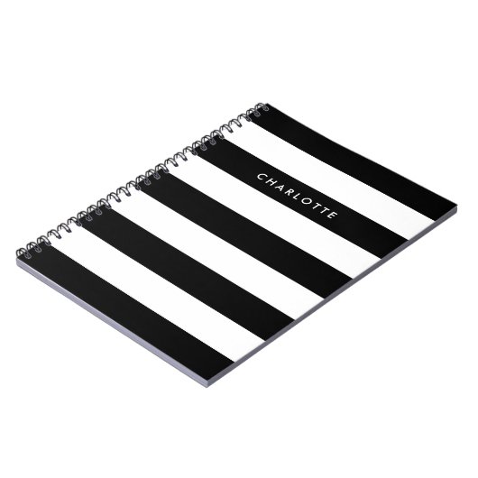 Aangepaste zwarte en witte strepen notitieboek (Linkerzijde)