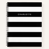 Aangepaste zwarte en witte strepen notitieboek (Voorkant)
