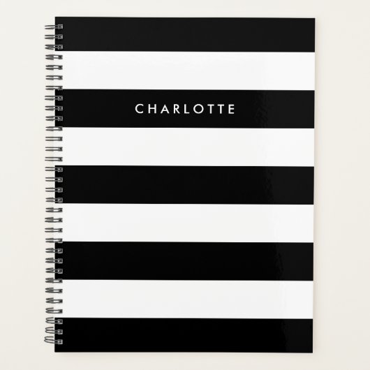 Aangepaste zwarte en witte strepen planner (Voorkant)