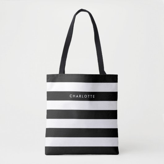 Aangepaste zwarte en witte strepen tote bag (Voorkant)