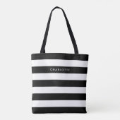 Aangepaste zwarte en witte strepen tote bag (Achterkant)