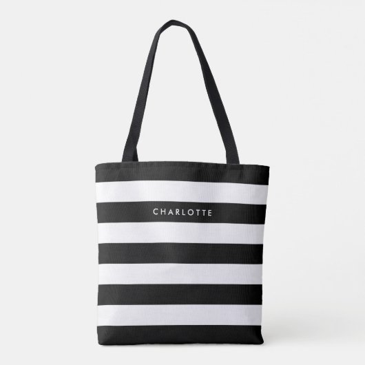Aangepaste zwarte en witte strepen tote bag (Achterkant)