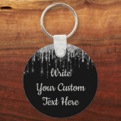 Aangepaste zwarte en zilverglitter voor speciale d sleutelhanger (Voorkant)