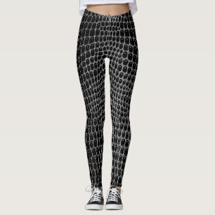 Aangepaste zwarte faux krokodillenhuid Leggings