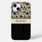 Aangepaste zwarte Floral-telefoontas Case-Mate iPhone Case (Achterkant)