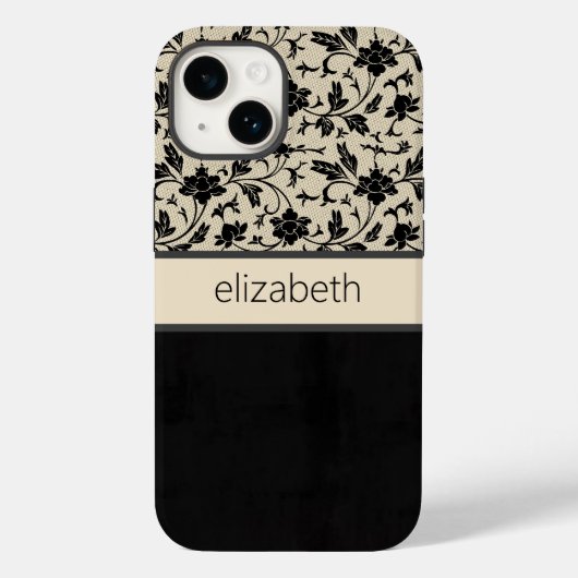 Aangepaste zwarte Floral-telefoontas Case-Mate iPhone Case (Achterkant)