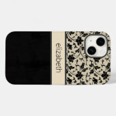 Aangepaste zwarte Floral-telefoontas Case-Mate iPhone Case (Achterkant (horizontaal))