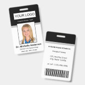 Aangepaste zwarte foto van medische medewerker badge (Voor- en achterkant)