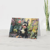 Aangepaste Zwarte Franse Bulldog Begroeting Kaart (Voorkant)