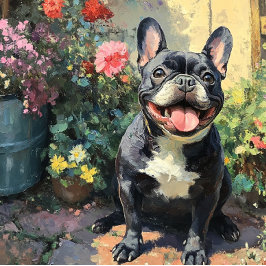 Aangepaste Zwarte Franse Bulldog Begroeting Kaart