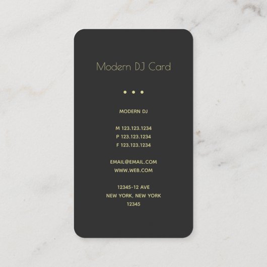 Aangepaste zwarte & gele DJ-kaarten 2018 Visitekaartje (Achterkant)