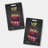 Aangepaste Zwarte Glitter VIP-pas voor Evenementen Badge (Voor- en achterkant)
