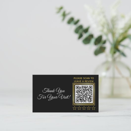 Aangepaste zwarte Gold QR Code Logo Business Revie Informatiekaartje (Staand voorkant)