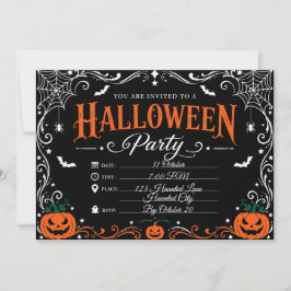 Aangepaste zwarte gotische Halloween-feestuitnodig Kaart