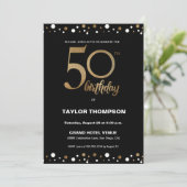 Aangepaste zwarte goudConfetti Klassieke 50e parti Kaart (Staand voorkant)