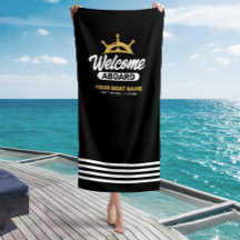 Aangepaste Zwarte & Gouden Bootnaam Welkom Aan Boo