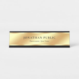 Aangepaste Zwarte & Gouden Elegante Glamour Sjablo Bureau Naambordje