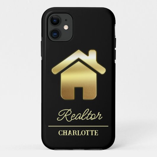 Aangepaste Zwarte & Gouden Makelaar Case-Mate iPhone Case (Achterkant)