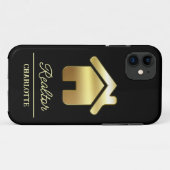 Aangepaste Zwarte & Gouden Makelaar Case-Mate iPhone Case (Achterkant (horizontaal))