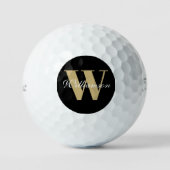 Aangepaste zwarte gouden monogram golfballen (Voorkant)