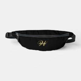 Aangepaste Zwarte Gouden Monogram l Stijlvolle Min Heuptasje