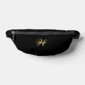 Aangepaste Zwarte Gouden Monogram l Stijlvolle Min Heuptasje (Liggend)