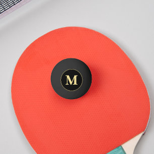 Aangepaste zwarte gouden monogrammaticale tafelten pingpongbal