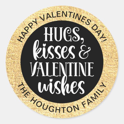 Aangepaste zwarte gouden Valentijn sticker (Voorkant)