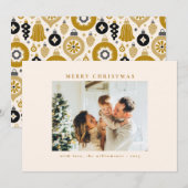 Aangepaste zwarte gouden versieringen Kunst Kerstm Feestdagenkaart (Voorkant / Achterkant)