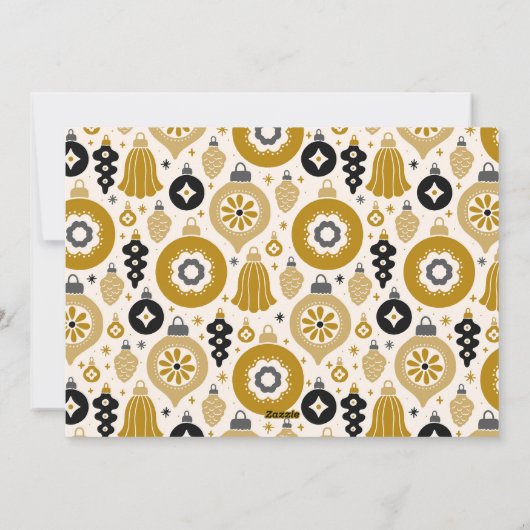 Aangepaste zwarte gouden versieringen Kunst Kerstm Feestdagenkaart (Achterkant)