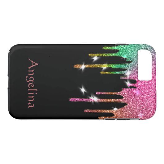 Aangepaste zwarte goudglitter-Confetti Case-Mate iPhone Case (Achterkant (Horizontaal))