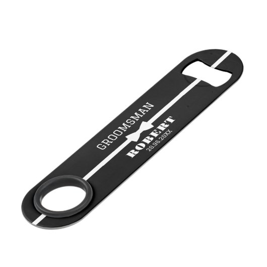 Aangepaste zwarte Groomsman Bar Key Bottle Opener Speed Flessenopener (Voorkant Gekanteld)