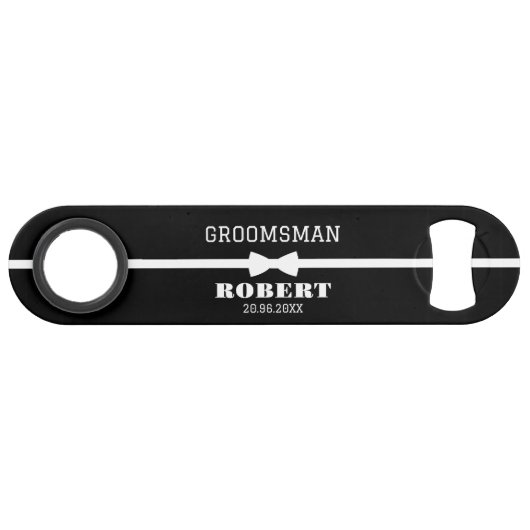 Aangepaste zwarte Groomsman Bar Key Bottle Opener Speed Flessenopener (Voorkant (Horizontaal))