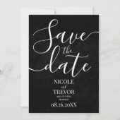 Aangepaste Zwarte Grunge Textuur Bruiloft Save The Date (Voorkant)