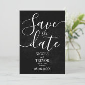 Aangepaste Zwarte Grunge Textuur Bruiloft Save The Date (Staand voorkant)