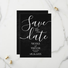 Aangepaste Zwarte Grunge Textuur Bruiloft Save The Date