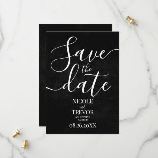 Aangepaste Zwarte Grunge Textuur Bruiloft Save The Date
